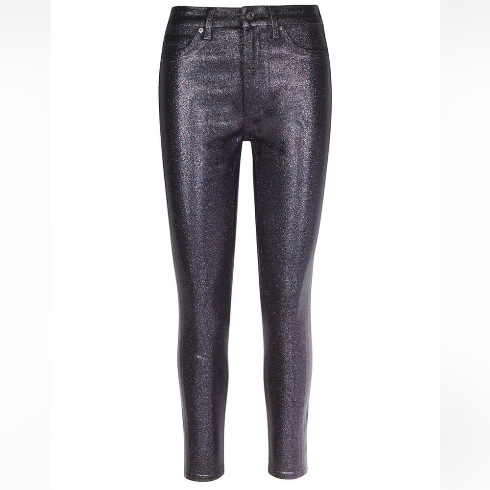 Sparkle Coated High-Rise Ankle Skinny Jeans